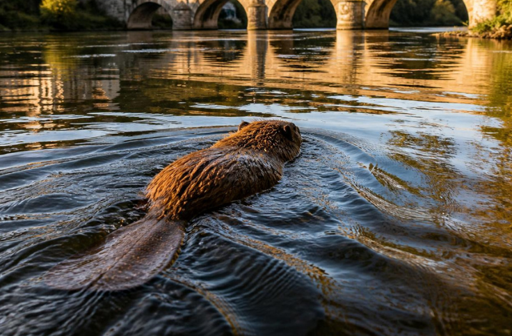 A la découverte du castor d'europe Un castor d'europe nageant dans la Saône