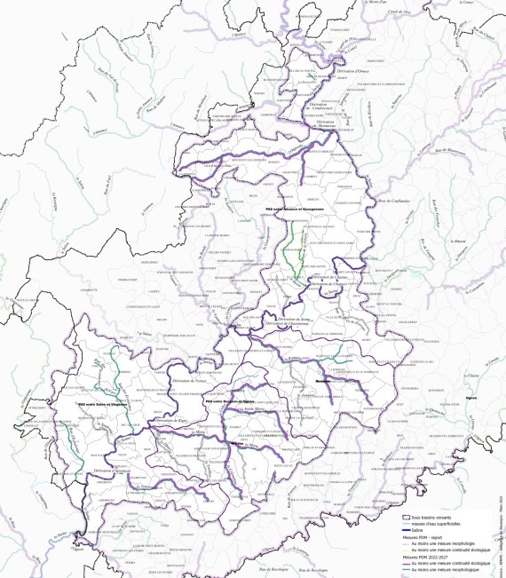 Masses d?eau concernées par une mesure de restauration de la morphologie et/ou de la continuité