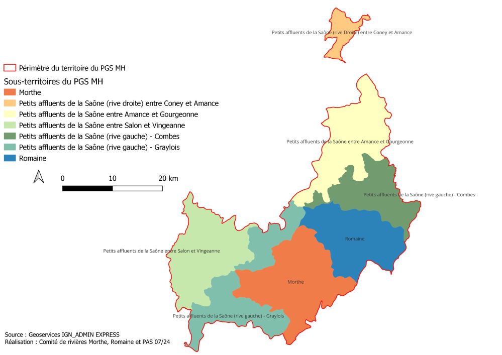 Les bassins-versants du Comité de Rivières Morthe Romaine et PAS